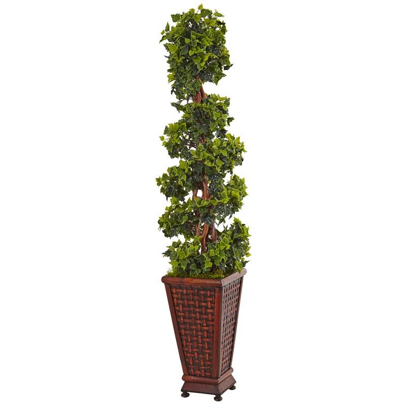 4.5' English Ivy Tree in Decorative Wood Planter