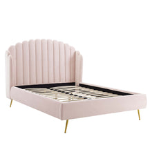 Load image into Gallery viewer, Lana Queen Performance Velvet Wingback Platform Bed

