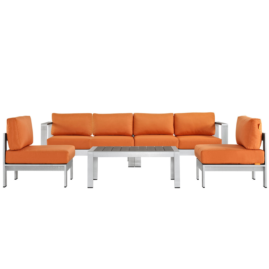 Shore 5 Piece Outdoor Patio Aluminum Sectional Sofa Set by Modway
