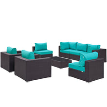 Load image into Gallery viewer, Convene 8 Piece Sectional Set in Espresso Turquoise
