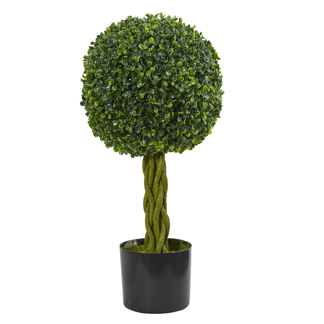 2' Boxwood Ball With Woven Trunk Artificial Tree Uv Resistant (Indoor/Outdoor)