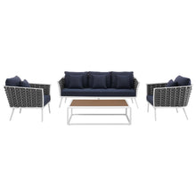 Load image into Gallery viewer, Stance 4 Piece Outdoor Patio Aluminum Sectional Sofa Set by Modway
