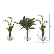 Load image into Gallery viewer, 10&quot; Baby Breath and Olive Artificial Arrangement in Vase (Set of 3)

