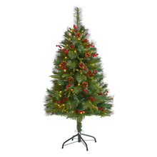 Load image into Gallery viewer, 4&#39; Mixed Pine Artificial Christmas Tree w/ 100 Clear LED Lights, Pine Cones
