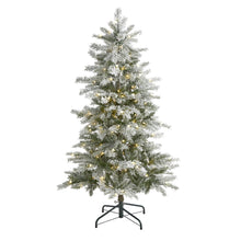 Load image into Gallery viewer, 5&#39; Slim Flocked Nova Scotia Spruce Artificial Christmas Tree
