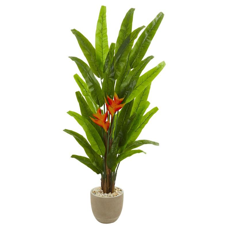 76' Heliconia Artificial Plant in Sand Stone Finish Planter