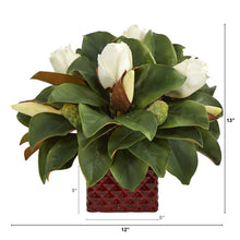 Load image into Gallery viewer, 13&quot; Magnolia Bud Artificial Plant in Red Planter
