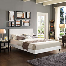 Load image into Gallery viewer, Macie Full Vinyl Platform Bed with Round Splayed L
