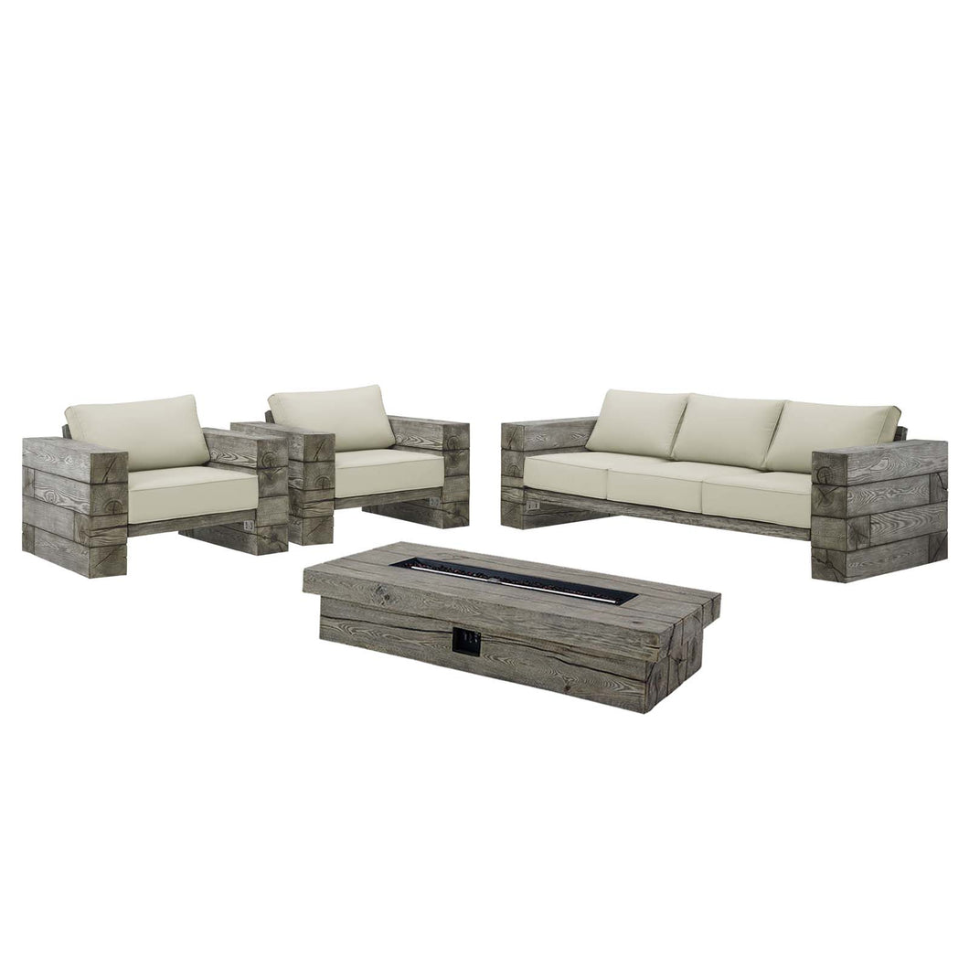 Manteo Rustic Coastal Outdoor Patio Sunbrella¨ 4 Piece Set