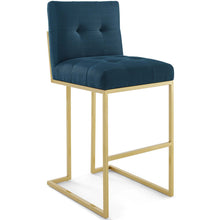 Load image into Gallery viewer, Privy Gold Stainless Steel Upholstered Fabric Bar Stool Set of 2 by Modway
