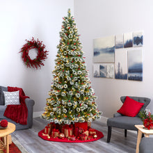 Load image into Gallery viewer, 9&#39; Frosted Swiss Pine Artificial Christmas Tree w/ 700 Clear LED Lights &amp; Berrie
