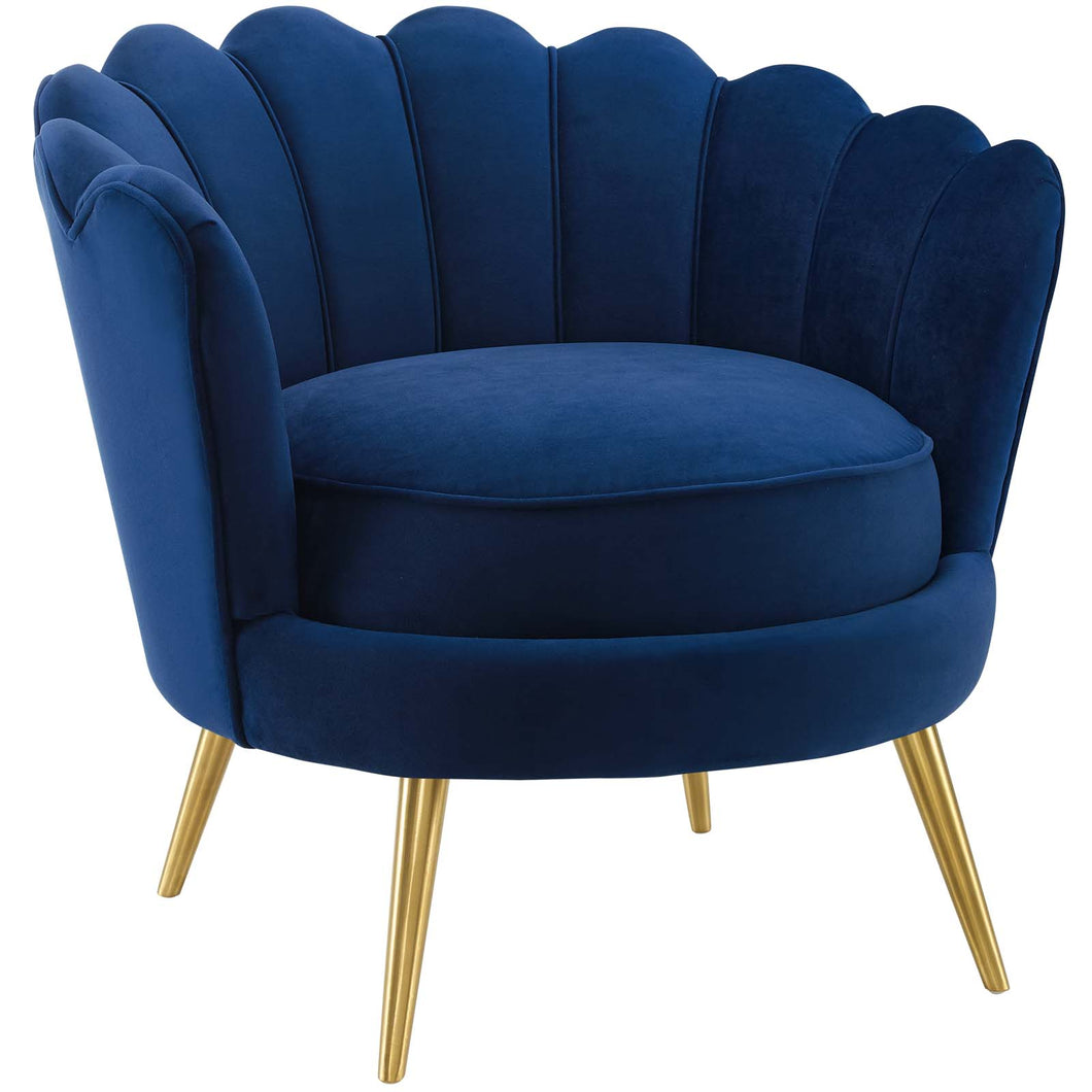 Admire Scalloped Edge Performance Velvet Accent Armchair by Modway