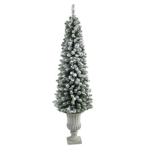 Load image into Gallery viewer, 5.5&#39; Flocked Pencil Artificial Christmas Tree w/ 200 Clear Lights
