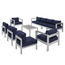 Load image into Gallery viewer, Shore 8 Piece Sunbrella¨ Fabric Outdoor Patio Aluminum Sectional Sofa Set by Modway
