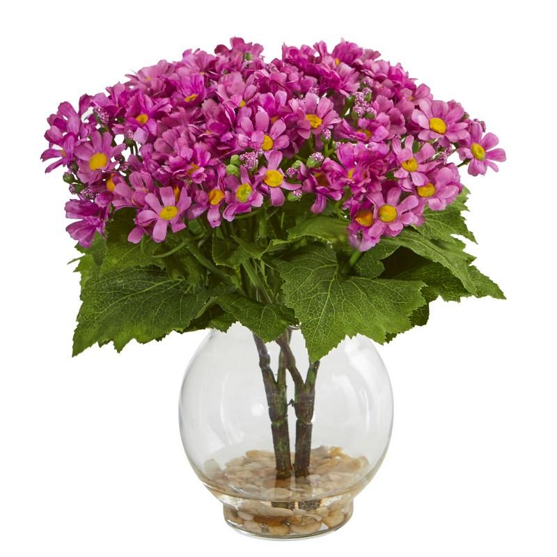 Daisy Artificial Arrangement in Fluted Vase