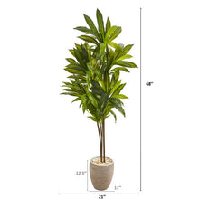 Load image into Gallery viewer, 68&quot; Dracaena Artificial Plant in Sand Colored Planter (Real Touch)
