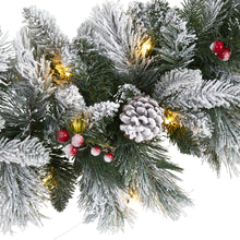 Load image into Gallery viewer, 6&#39; Flocked Mixed Pine Artificial Christmas Garland with 50 LED Lights
