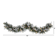 Load image into Gallery viewer, 6&#39; Flocked Mixed Pine Artificial Christmas Garland with 50 LED Lights

