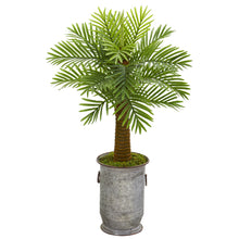 Load image into Gallery viewer, 42" Robellini Palm Artificial Tree in Vintage Metal Planter

