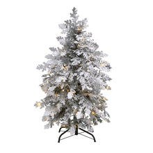 Load image into Gallery viewer, 4&#39; Flocked Montana Down Swept Spruce Artificial Christmas Tree

