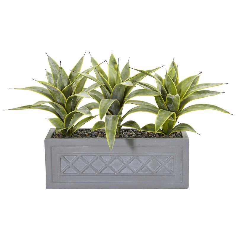 Sanseveria Artificial Plant in Stone Planter