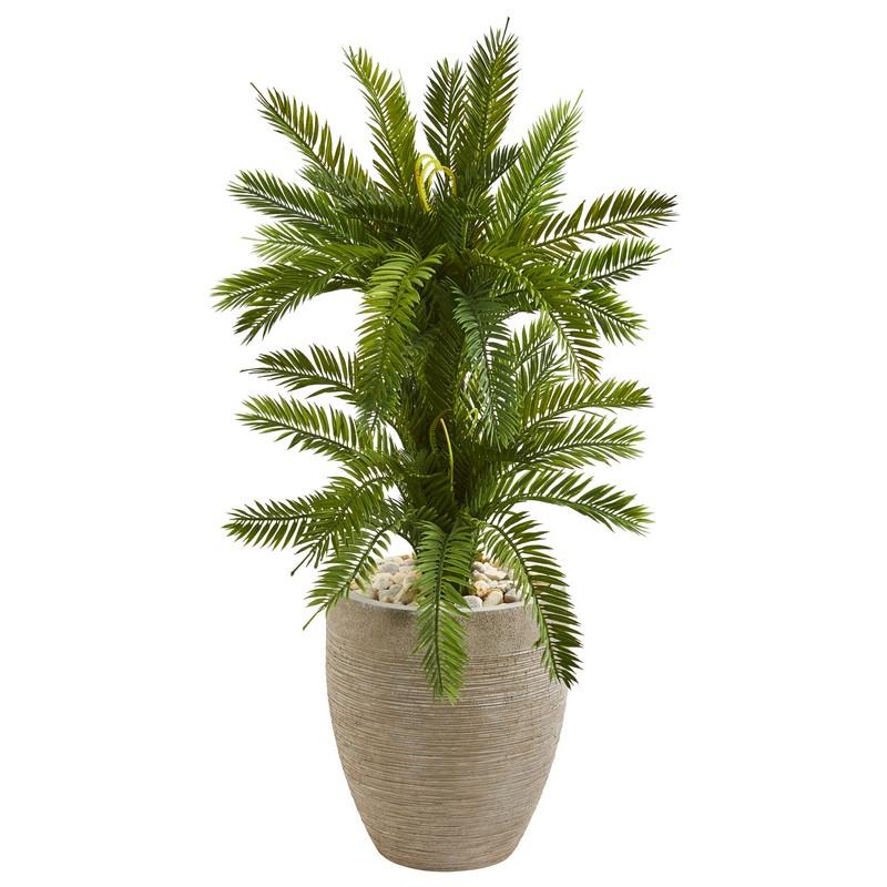 3' Double Cycas Artificial Plant in Sand Colored Planter