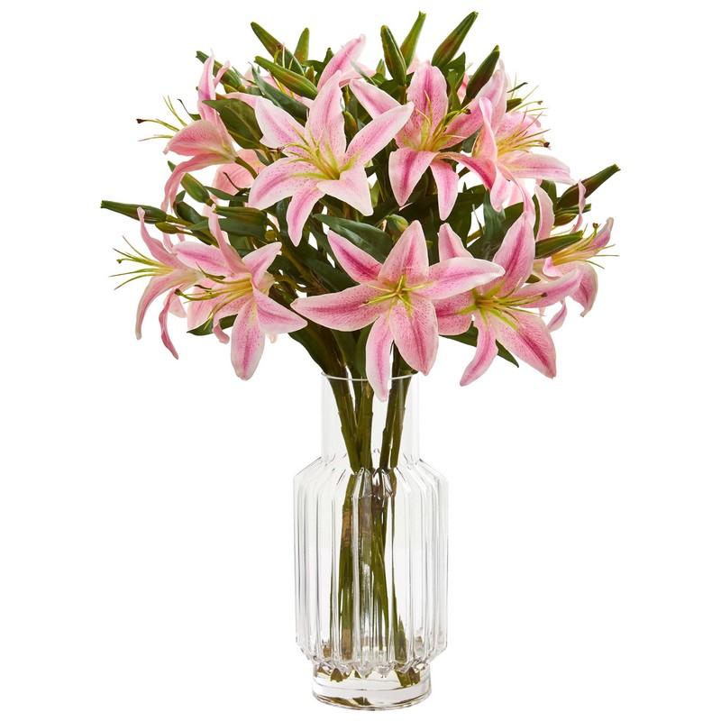 Lilly Artificial Arrangement in Glass Vase