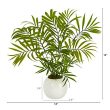 Load image into Gallery viewer, 14&quot; Mini Areca Palm Artificial Plant in White Planter
