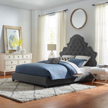 Load image into Gallery viewer, Valentina Tufted Nailhead Performance Velvet Queen Platform Bed by Modway
