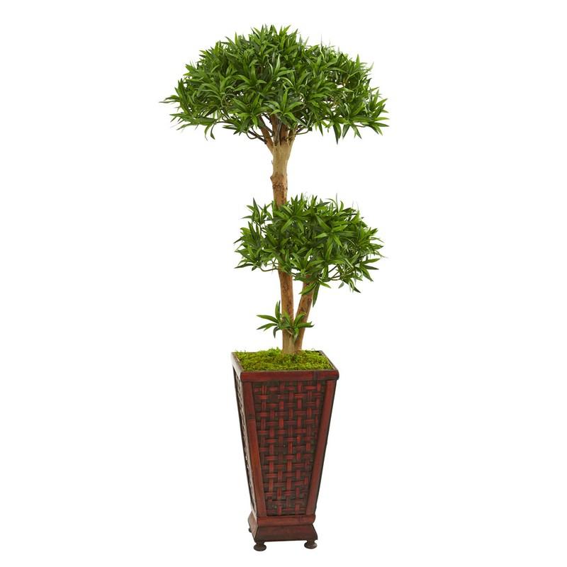 4' Bonsai Styled Podocarpus Artificial Tree in Decorative Planter