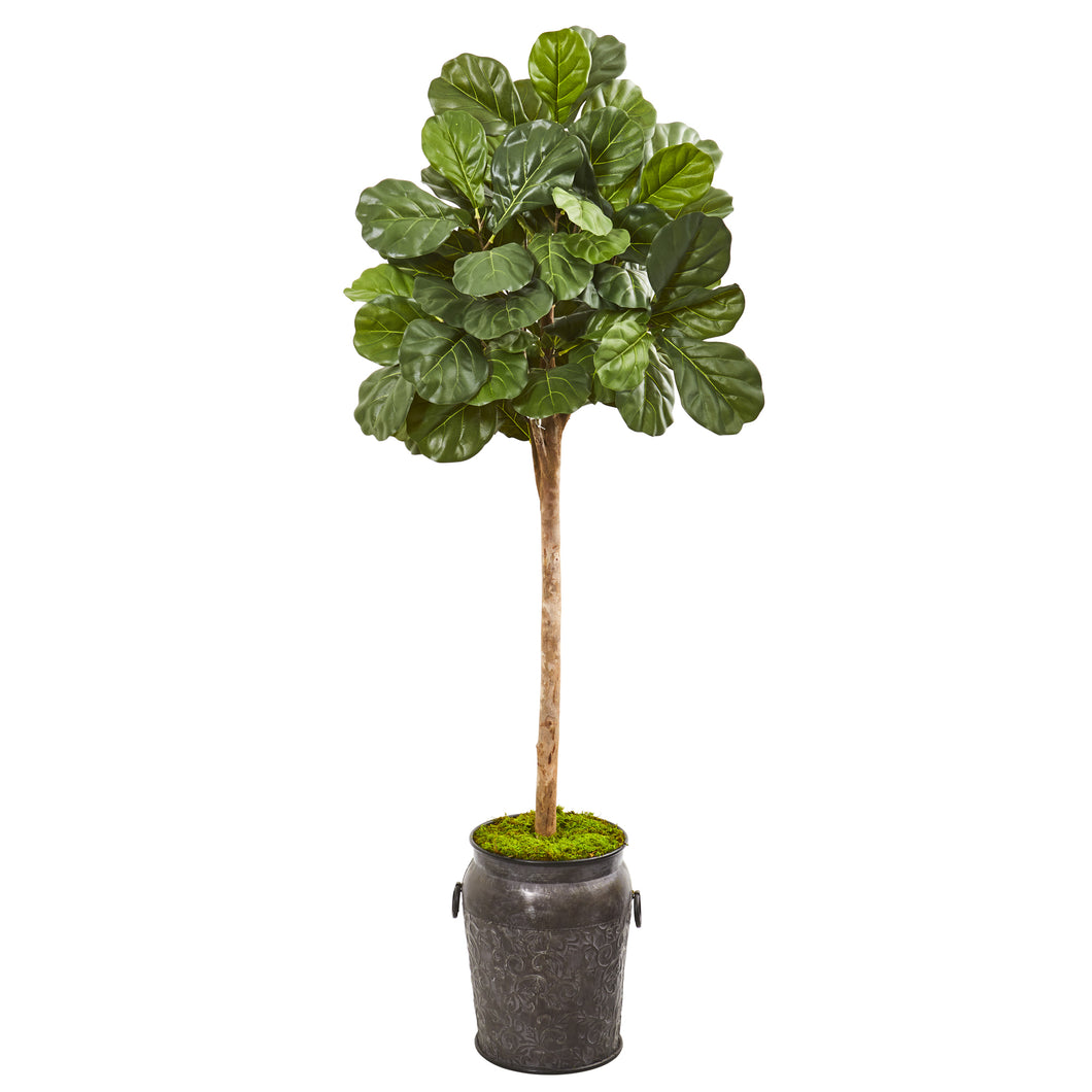 6' Fiddle Leaf Fig Artificial Tree in Metal Planter
