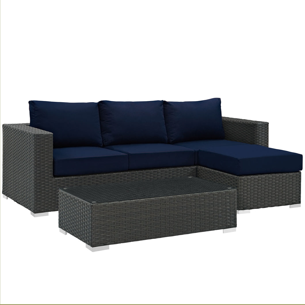 Sojourn 3 Piece Outdoor Patio Sunbrella¨ Sectional Set by Modway