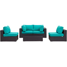 Load image into Gallery viewer, Convene 5 Piece Sectional Set in Espresso Turquoise
