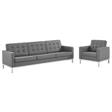 Load image into Gallery viewer, Loft Tufted Upholstered Faux Leather Sofa and Armchair Set by Modway
