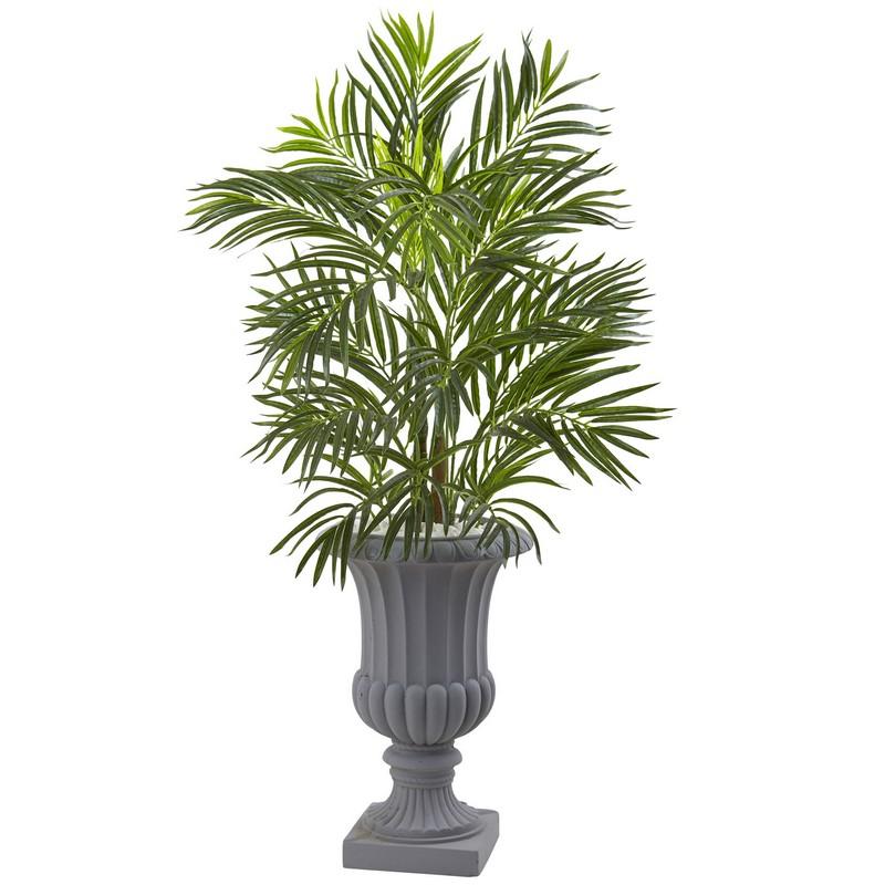 Areca Palm Tree with Gray Urn UV Resistant (Indoor/Outdoor)