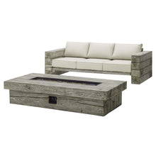 Load image into Gallery viewer, Manteo Rustic Coastal Outdoor Patio Sunbrella¨ Sofa and Fire Pit Set by Modway
