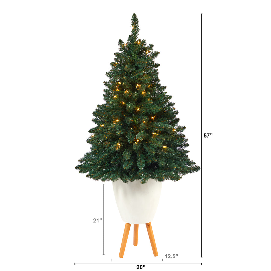 57' Northern Rocky Spruce Artificial Christmas Tree w/ 100 Clear Lights