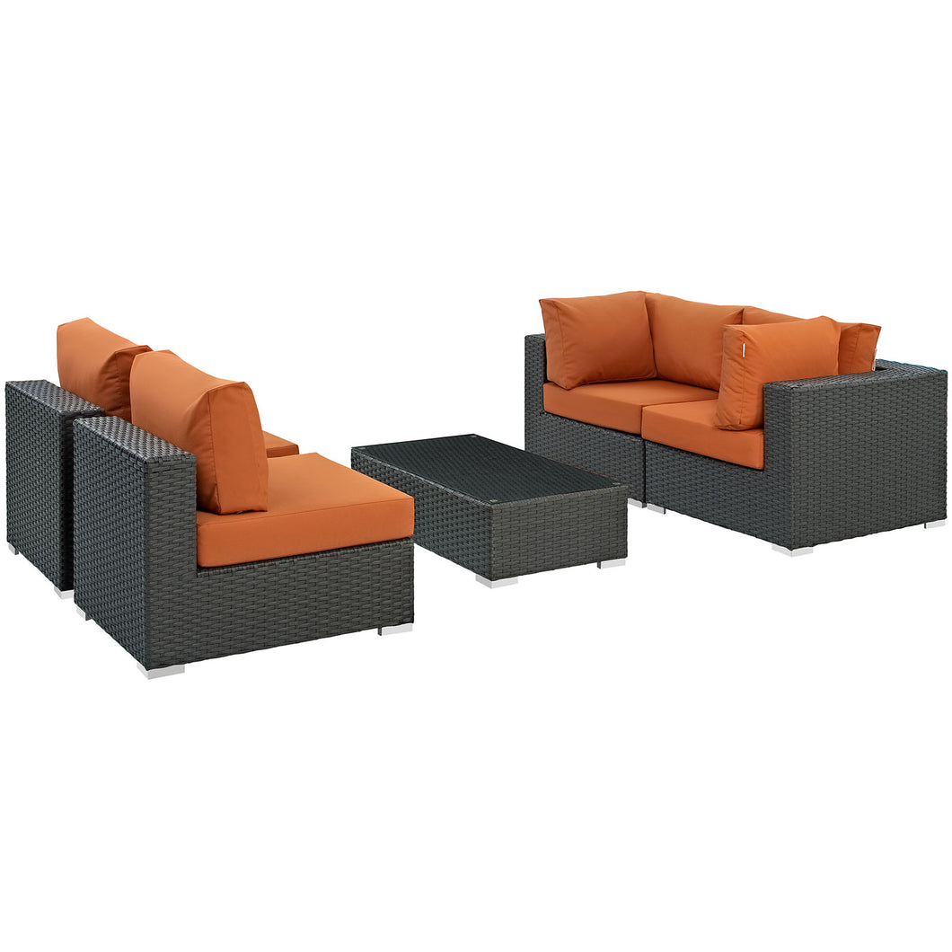 Sojourn 5 Piece Outdoor Patio Sunbrella¨ Sectional Set by Modway