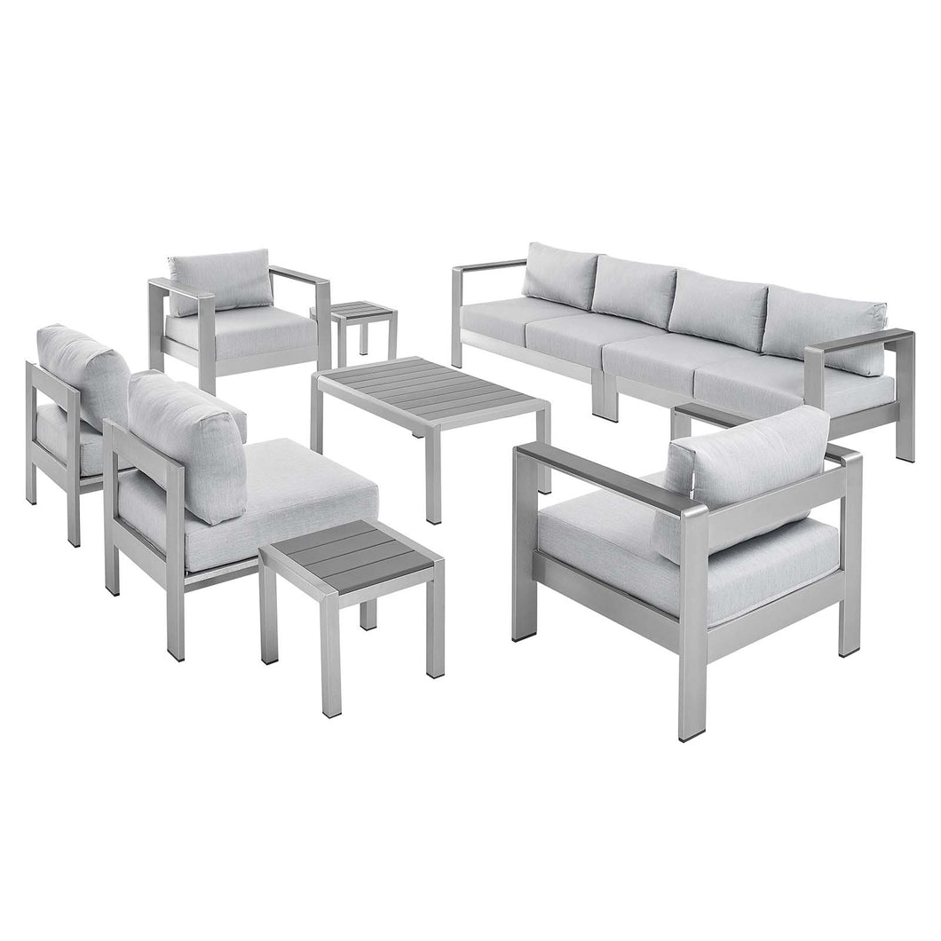 Shore 9 Piece Sunbrella¨ Fabric Outdoor Patio Aluminum Sectional Sofa Set by Modway