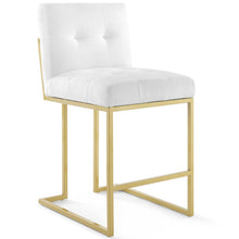 Load image into Gallery viewer, Privy Gold Stainless Steel Upholstered Fabric Counter Stool Set of 2 by Modway
