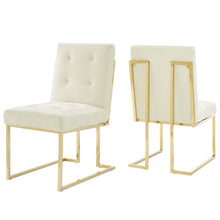 Load image into Gallery viewer, Privy Gold Stainless Steel Performance Velvet Dining Chair Set of 2 by Modway
