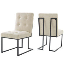 Load image into Gallery viewer, Privy Black Stainless Steel Upholstered Fabric Dining Chair Set of 2 by Modway
