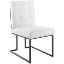 Load image into Gallery viewer, Privy Black Stainless Steel Upholstered Fabric Dining Chair by Modway
