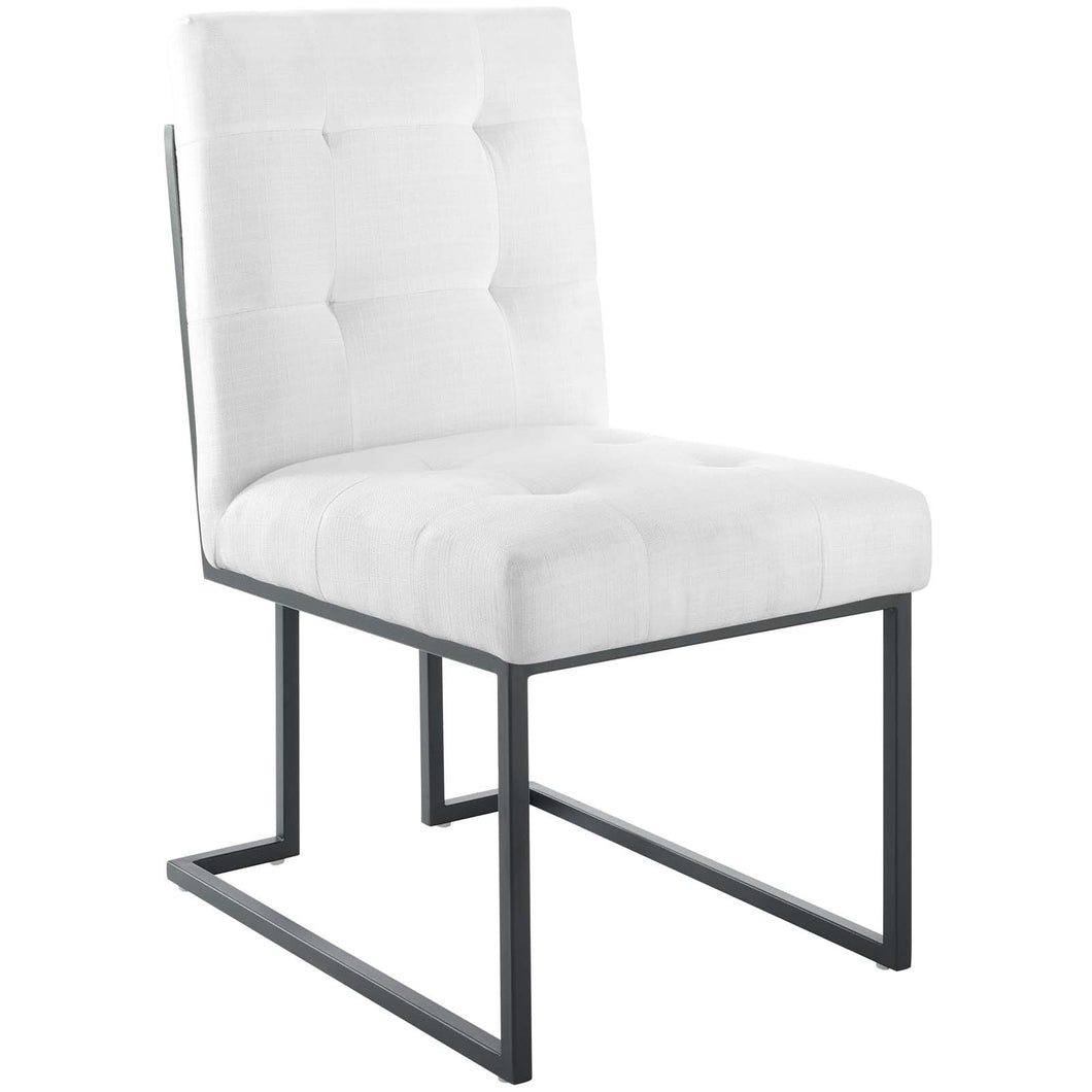 Privy Black Stainless Steel Upholstered Fabric Dining Chair by Modway