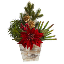 Load image into Gallery viewer, 15&quot; Poinsettia, Cactus and Succulent Artificial Arrangement in Christmas Tree
