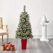 Load image into Gallery viewer, 52' Frosted Swiss Pine Artificial Christmas Tree w/ 100 Clear LED Lights
