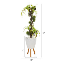 Load image into Gallery viewer, 55&quot; Tillandsia Artificial Plant in White Planter with Stand
