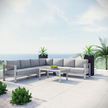 Load image into Gallery viewer, Shore 6 Piece Outdoor Patio Aluminum Sectional Sofa Set by Modway
