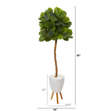 Load image into Gallery viewer, 5.5' Fiddle Leaf Artificial Tree in White Planter with Stand (Real Touch)
