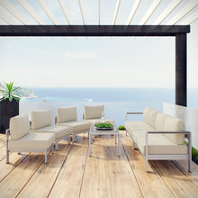 Load image into Gallery viewer, Shore 7 Piece Outdoor Sectional Sofa Set in Silver Beige
